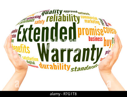 Extended Warranty word cloud hand sphere concept on white background. Stock Photo