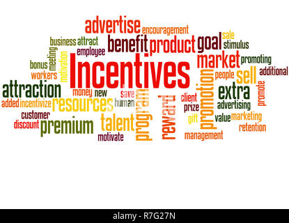 Incentives word cloud hand writing concept on white background. Stock Photo