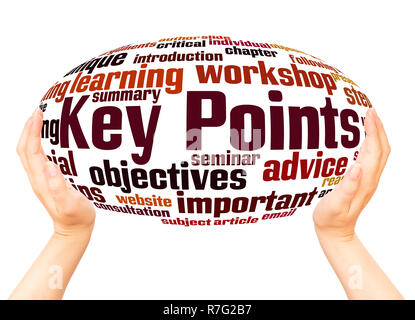 Key Points word cloud hand sphere concept on white background. Stock Photo