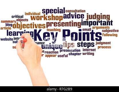 Key Points word cloud hand writing concept on white background. Stock Photo