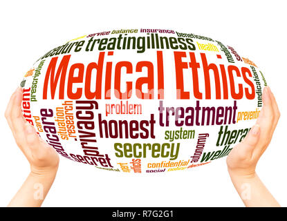 Medical Ethics word cloud hand sphere concept on white background. Stock Photo