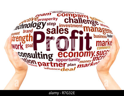 Profit word cloud hand sphere concept on white background. Stock Photo