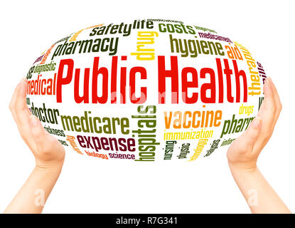 Public health word cloud hand sphere concept on white background. Stock Photo