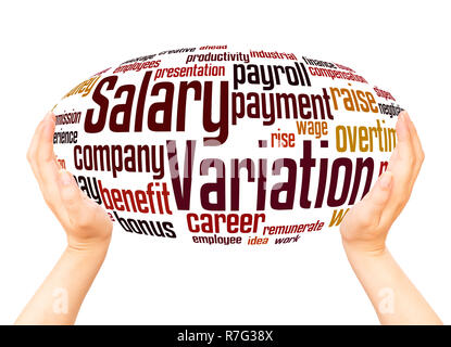 Salary variation word cloud hand sphere concept on white background. Stock Photo