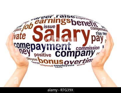 Salary word cloud hand sphere concept on white background. Stock Photo