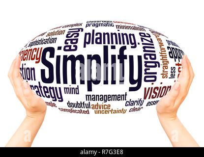 Simplify word cloud hand sphere concept on white background. Stock Photo