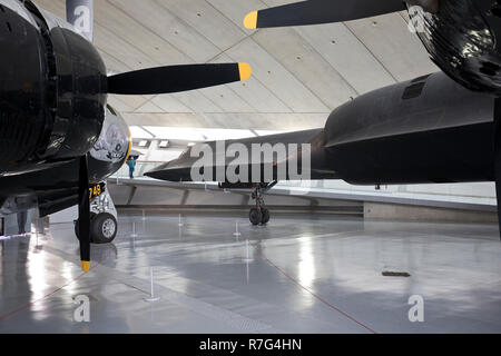 Lockheed SR-71 ‘Blackbird’ jet at the American Air Museum,Duxford,uk Stock Photo