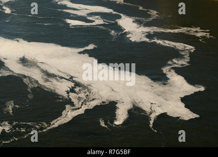 Foam patterns, Willamette River, Oregon Stock Photo