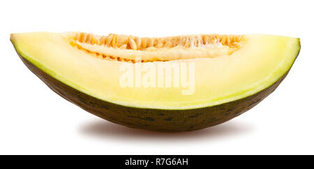 sliced piel de sapo melon path isolated Stock Photo