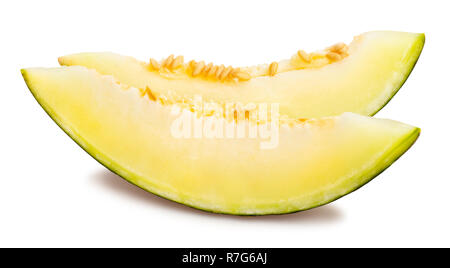 sliced piel de sapo melon path isolated Stock Photo