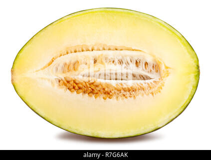 sliced piel de sapo melon path isolated Stock Photo