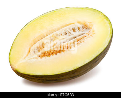 sliced piel de sapo melon path isolated Stock Photo