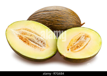 sliced piel de sapo melon path isolated Stock Photo