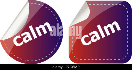 calm word stickers set, web icon button Stock Photo