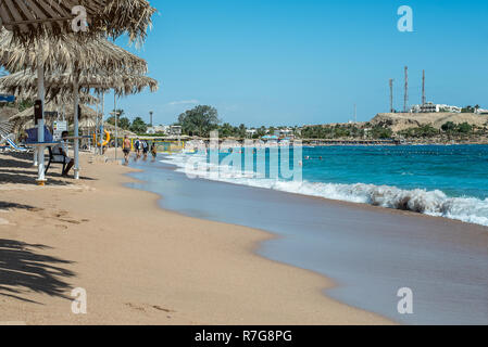 The sandy beach at Naama Bay in Sharm el Sheik, November 3, 2018 Stock Photo