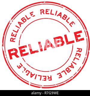 Grunge red reliable round rubber seal stamp on white background Stock Vector