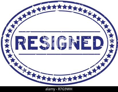 Grunge blue resigned oval rubber seal stamp on white background Stock Vector