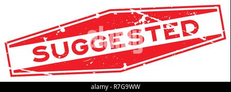 Grunge red recommend word hexagon rubber seal stamp on white background ...