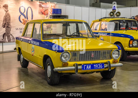 old Russian lada police car parked in road Stock Photo - Alamy