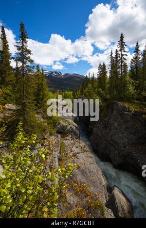 Canyon View at tre world famous waterfall Rjukandefossen, Norway Stock Photo