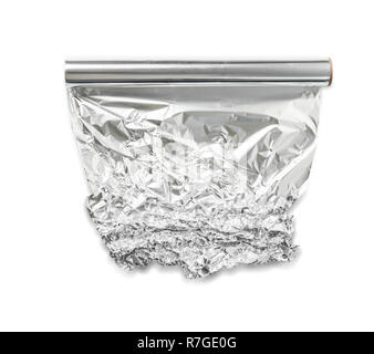 close up of an aluminum foil isolated on white background, save clipping path. Stock Photo