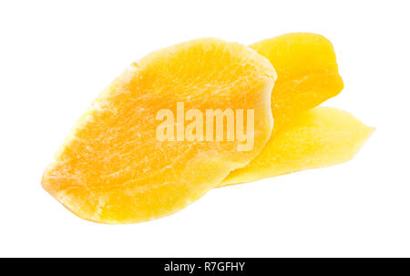 Dried slices mango isolated on white background. Stock Photo