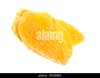 Dried slices mango isolated on white background. Stock Photo