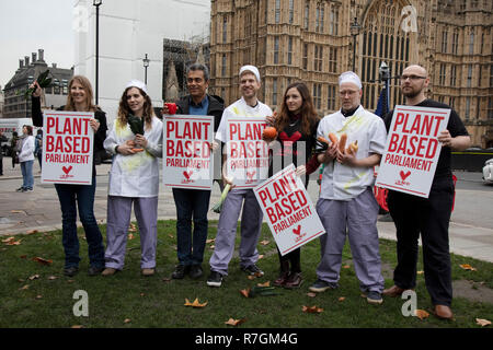 Veganuary protesters calling for Members of Parliament to go vegan for January on 4th December 2018 in London, England, United Kingdom. Stock Photo