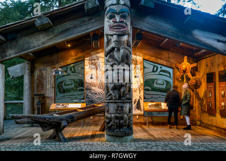Kia'Palano First Nations exhibit, Capilano Suspension Bridge Park, North Vancouver, British Columbia, Canada Stock Photo