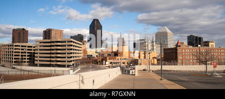 Almost no one on the streets in bitter cold in the downtown urban core of Saint Paul Minnesota Stock Photo