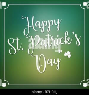 irish green square greeting card. Green background with copy space and gold decoration to the edges. Vector illustration. Stock Vector