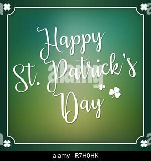 irish green square greeting card. Green background with copy space and gold decoration to the edges. Vector illustration. Stock Vector