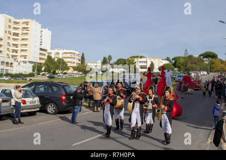Quarteira, Portugal..Santa Claus's parade arrives to great anticipation in Quarteira, Portugal. Stock Photo