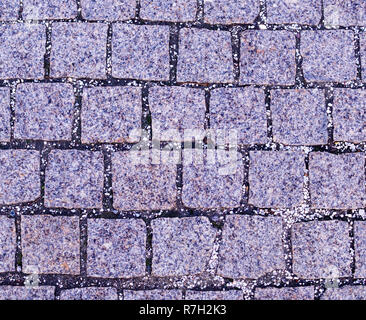 gray cobblestone tiled sidewalk pavement. background, texture. Stock Photo