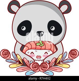 Panda with sushi kawaii Stock Vector