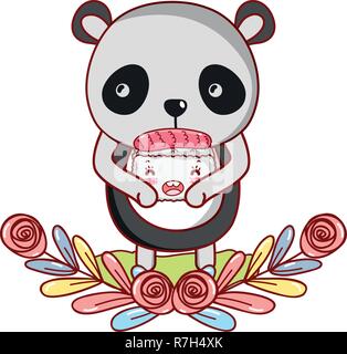 Panda with sushi kawaii Stock Vector
