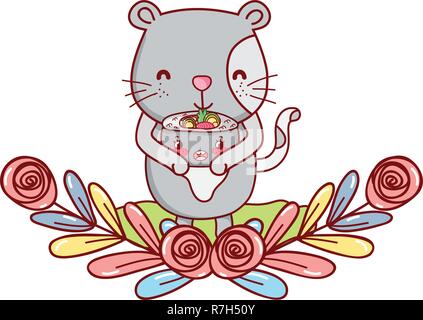 Cat with sushi kawaii Stock Vector