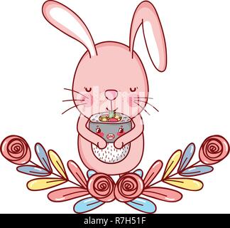 Rabbit with sushi kawaii Stock Vector