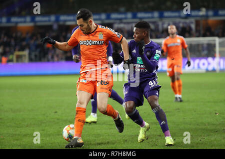 BRUSSELS, BELGIUM - December 08: Jeremy Doku of Anderlecht and Francis  Amuzu of Anderlecht look dejected after the Jupiler Pro League match day 18  between Rsc Anderlecht vs Sporting Charleroi on December