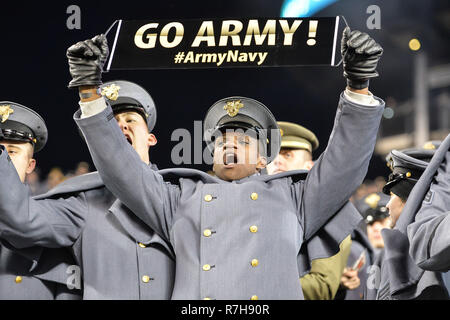 Philadelphia, Pennsylvania, USA. 8th December, 2018. Army Cadets celebrate winning the game held at Lincoln Financial Field in Philadelphia, Pennsylvania. Credit: Amy Sanderson/ZUMA Wire/Alamy Live News