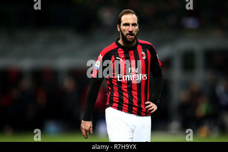 ESCLUSIVA MILAN  Foto Spada/LaPresse 09 December  2018 Milano ( Italia ) sport calcio Milan vs Torino  - Campionato di calcio Serie A TIM 2018/2019 - Stadio San Siro  Nella foto:  Higuain  EXCLUSIVE MILAN  Photo Spada/LaPresse December 09 , 2018 Milan ( Italy ) sport soccer Milan vs Torino - Italian Football Championship League A TIM 2018/2019 - San Siro Stadium In the pic: Higuain Stock Photo