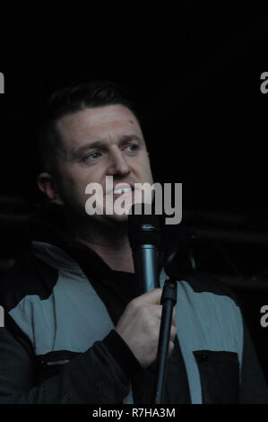 London, UK. 09th Dec, 2018. Former leader of the English Defence League, Tommy Robinson, addresses the angry Ukip supporters and Brexit voters, who are upset with the PM Theresa May's poor exit deal with the EU. Credit: Dario Earl/Alamy Live News Stock Photo