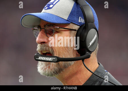 Houston, Texas, USA. 9th Dec, 2018. A closeup of Indianapolis Colts head coach Frank Reich on the sideline during the fourth quarter of the NFL regular season game between the Houston Texans and the Indianapolis Colts at NRG Stadium in Houston, TX on December 9, 2018. Credit: Erik Williams/ZUMA Wire/Alamy Live News Stock Photo