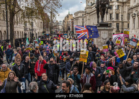 London, UK. 9th Dec, 2018. Thousands marched in a anti-racist counter demonstration against the far right organised ‘Brexit betrayal' march in central London and heavily outnumbered the racist UKIP led march. Credit: David Rowe/Alamy Live News Stock Photo