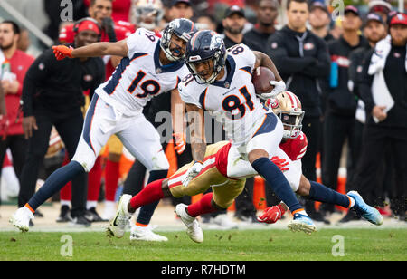 Denver Broncos wide receiver Tim Patrick (81) celebrates a touchdown  against the Cincinnati Bengals in the first half of an NFL football game  Sunday, Dec 19, 2021, in Denver. (AP Photo/Bart Young