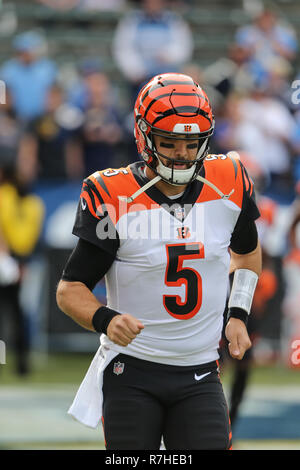 Carson, California, USA. 9th Dec 2018. Cincinnati Bengals quarterback Tom  Savage #5 before the Cincinnati Bengals vs Los Angeles Chargers at Stubhub  Center in Carson, Ca on Carson, California, USA. 9th Dec