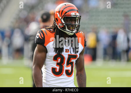 Carson, California, USA. 9th Dec 2018. Cincinnati Bengals defensive back  Clayton Fejedelem #42 before the Cincinnati Bengals vs Los Angeles Chargers  at Stubhub Center in Carson, Ca on Carson, California, USA. 9th