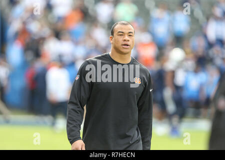 Carson, California, USA. 9th Dec 2018. Cincinnati Bengals defensive back  Clayton Fejedelem #42 before the Cincinnati Bengals vs Los Angeles Chargers  at Stubhub Center in Carson, Ca on Carson, California, USA. 9th