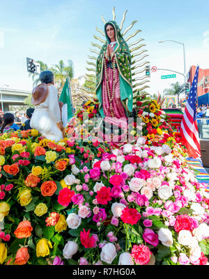 East Los Angeles, California, USA. 09th Dec, 2018. The 87th Annual Procession and Mass in Honor of Our Lady of Guadalupe is the oldest religious procession in Los Angeles. It celebrates the miraculous apparitions of the Virgin Mary to Saint Juan Diego in 1531, when she is said to have left her image on his cloak. Credit: Brian Cahn/ZUMA Wire/Alamy Live News Stock Photo
