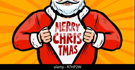 Funny Santa Claus. Christmas greeting card. Vector illustration Stock Vector